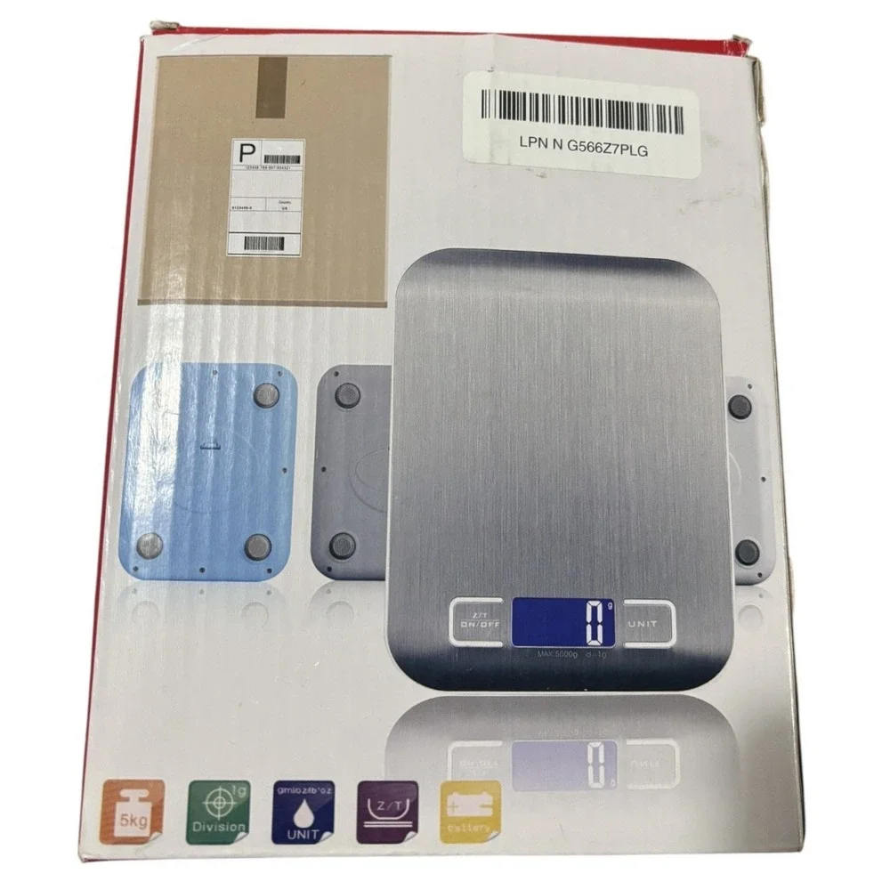 Digital Kitchen & Postal Scale | Stainless Steel | 11lb/5kg 1g Accuracy | Silver